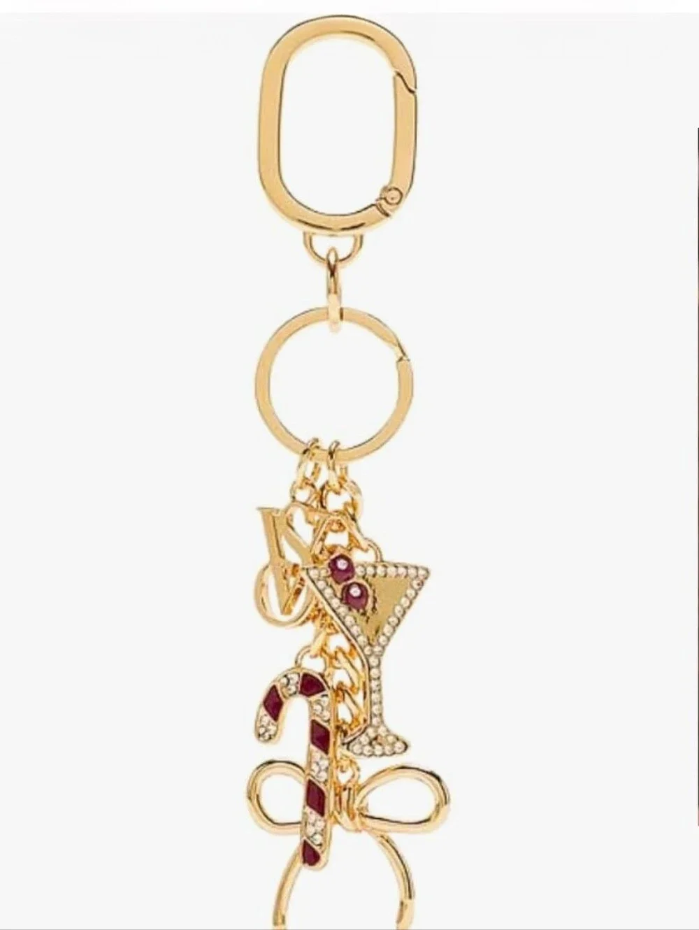 🆕 VICTORIA'S SECRET Holiday Festive Gold Tone Key Ring/Bag Charms